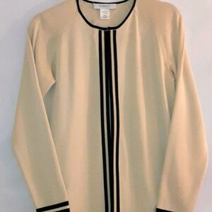 PLEINair Knit Top Jacket No Buttons Tan Black Size Small